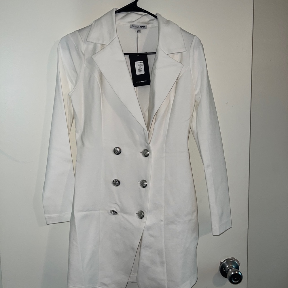 Brand new fashion nova all white, dress/jacket